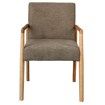 ALBAN-Fauteuil de table, tisssu SoftCellar Taupe et Frêne naturel (x2)