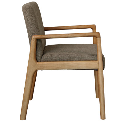 ALBAN-Sillón de mesa, tela marrón y fresno natural (x2)