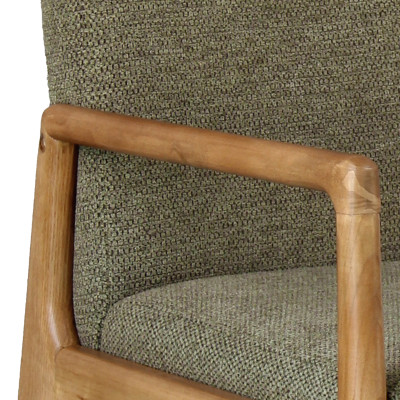 ALBAN-Sillón de mesa, tela verde y fresno natural (x2)