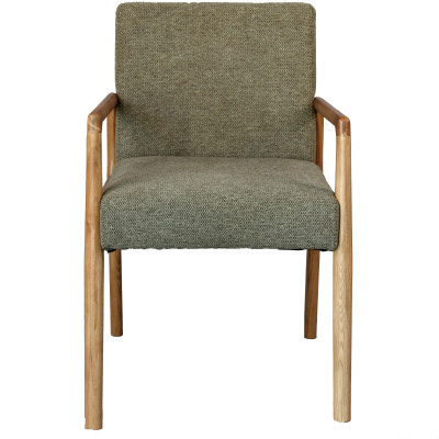 ALBAN-Sillón de mesa, tela verde y fresno natural (x2)