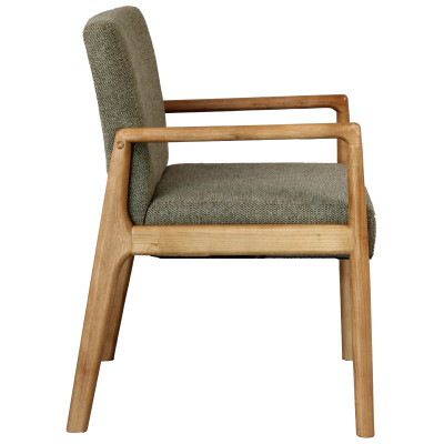 ALBAN-Sillón de mesa, tela verde y fresno natural (x2)