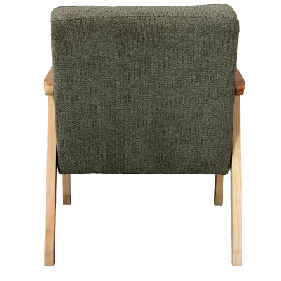 DOUGLAS-Sillón de tela verde y madera natural