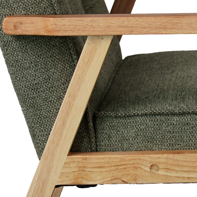 DOUGLAS-Poltrona in tessuto verde e legno naturale