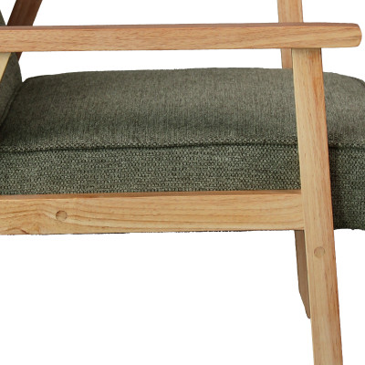 DOUGLAS-Poltrona in tessuto verde e legno naturale