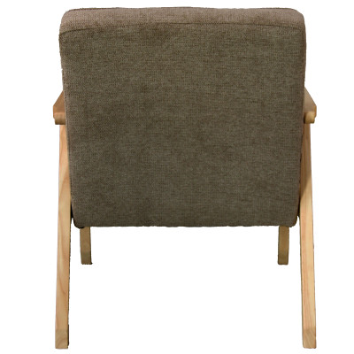 DOUGLAS-Sillón de tela marrón y madera natural