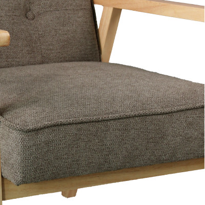 DOUGLAS-Sillón de tela marrón y madera natural