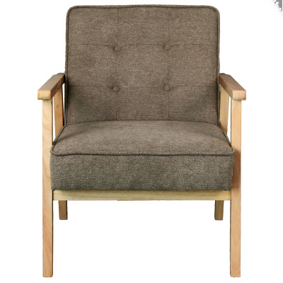 DOUGLAS-Poltrona in tessuto marrone e legno naturale