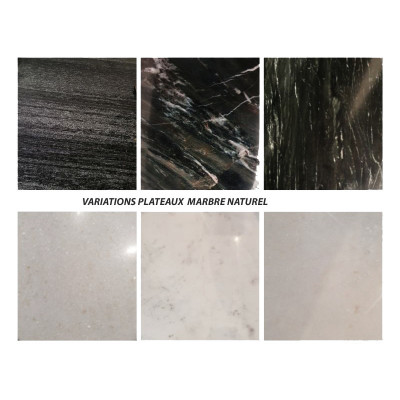 MARBELLA,Table basse ronde D.70 cm en Marbre noir et manguier massif