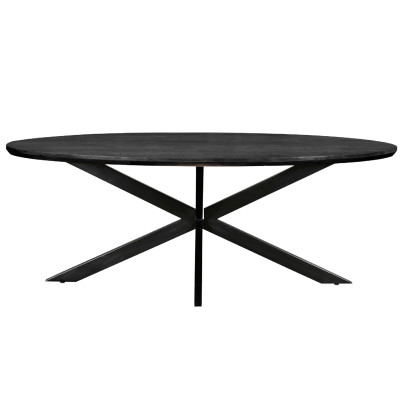MACY-Table à manger ovale 8/10 personnes L.240 cm, Manguier noir