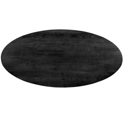 MACY-Table à manger ovale 8/10 personnes L.240 cm, Manguier noir