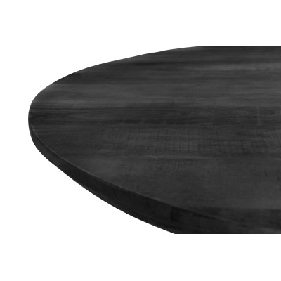 MACY-Mesa de comedor ovalada para 8/10 personas L.240 cm, madera de mango negro