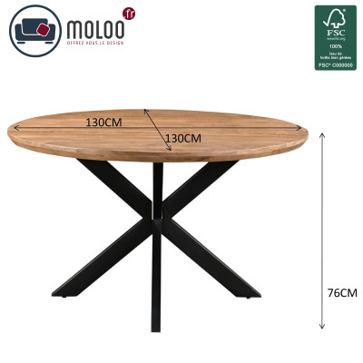 MACY-Mesa de comedor redonda D130, madera