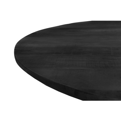 MACY-Runder Esstisch für 4 Personen, D.130 cm, schwarzes Mangoholz