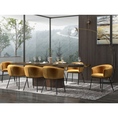 SEVILLE-Table à manger Ovale 8/10 p L.220 cm, Manguier teinté noyer