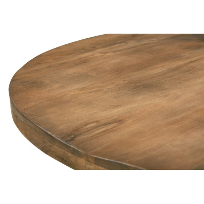 BARI-Table à manger Ronde 4 personnes L140 cm Manguier et métal noir