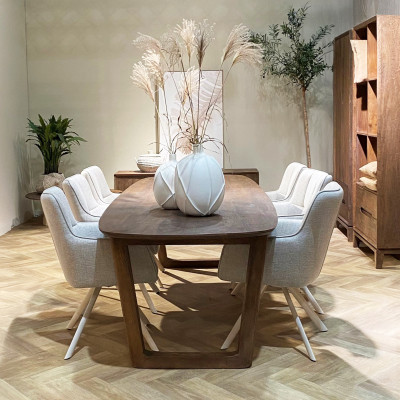 CORTE-Mesa de comedor rectangular 8/10 p L200 cm, Madera maciza cepillada