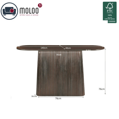 SIENNE-Console L.140 cm en Manguier massif teinté noyer