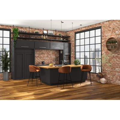 CHLOE-Fauteuil de bar en tissu Luxury Terracotta et métal noir (x2)