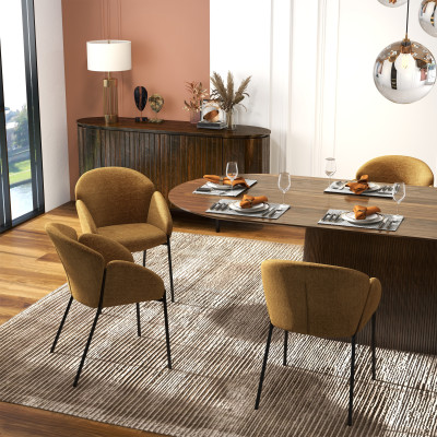 CANDICE-Chaise en tissu Luxury Moutarde et métal noir (x2)