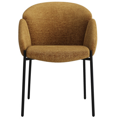 CANDICE-Chaise en tissu Luxury Moutarde et métal noir (x2)