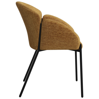CANDICE-Silla de tela mostaza y metal negro (x2)