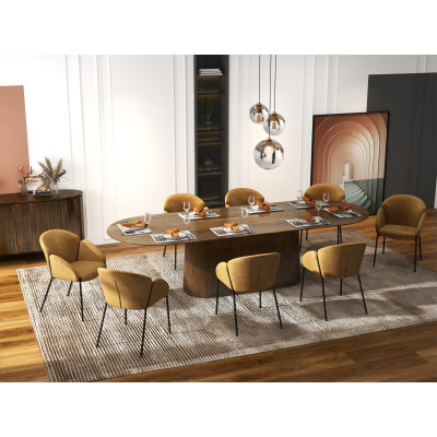 CANDICE-Chaise en tissu Luxury Moutarde et métal noir (x2)