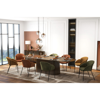 CANDICE-Chaise en tissu Luxury Moutarde et métal noir (x2)