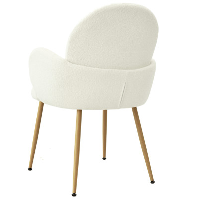 ALICE-Chaise en tissu bouclé Ecru et métal décor bois (x2)