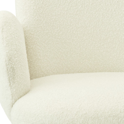 ALICE-Chaise en tissu bouclé Ecru et métal décor bois (x2)