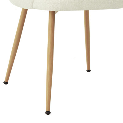 ALICE-Chaise en tissu bouclé Ecru et métal décor bois (x2)