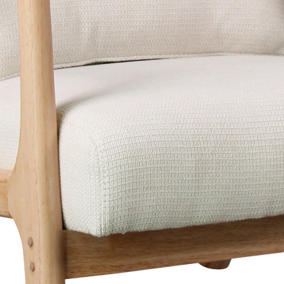 ZACK-Fauteuil en tisssu SoftCellar Ecru et bois naturel