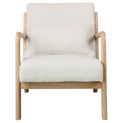 ZACK-Fauteuil en tisssu SoftCellar Ecru et bois naturel