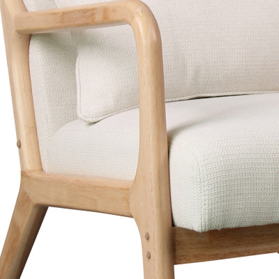 ZACK-Sillón en tejido  Ecru y madera natural