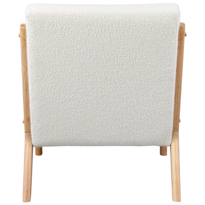 ZACK-Sessel Stoff Curly Ecru und Naturholz