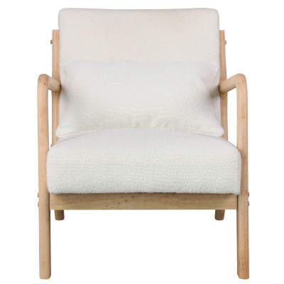 ZACK-Sillón en tejido Curly Ecru y madera natural