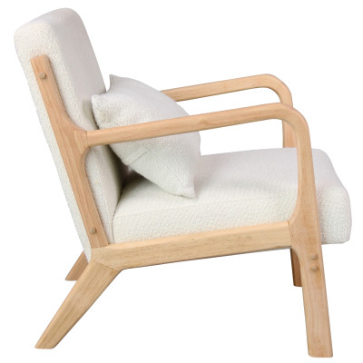 ZACK-Sessel Stoff Curly Ecru und Naturholz