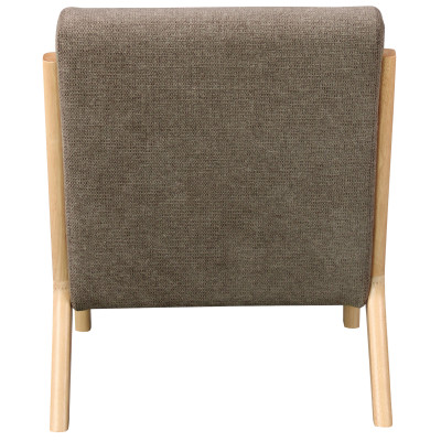 ZACK-Sillón de tela marrón y madera natural