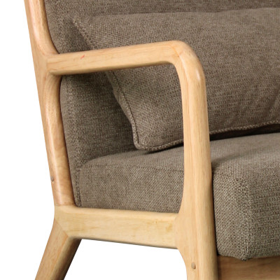 ZACK-Fauteuil en tisssu SoftCellar Taupe et bois naturel