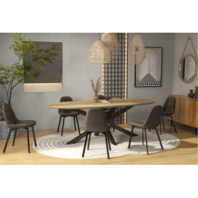 STELLIA-Silla de terciopelo marrone y metal negro (x4)