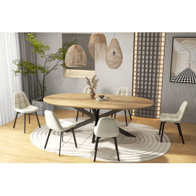 STELLIA-Chaise en velours Vanille et métal noir (x2)