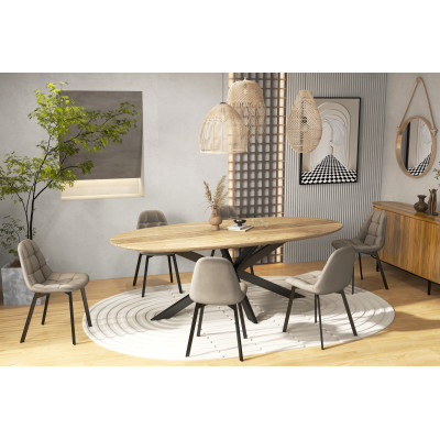 STELLIA-Chaise en velours Taupe Clair et métal noir (x2)