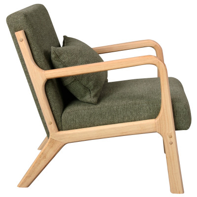 ZACK-Fauteuil en tisssu SoftCellar Sauge et bois naturel