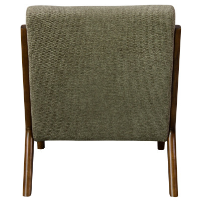 ZACK-Fauteuil en tisssu SoftCellar Sauge et bois teinté noyer