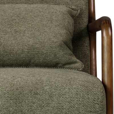 ZACK-Sillón de tela verde y madera teñida de nogal