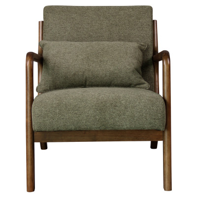 ZACK-Fauteuil en tisssu SoftCellar Sauge et bois teinté noyer