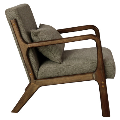 ZACK-Sillón de tela verde y madera teñida de nogal