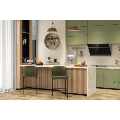 CANDICE-Silla de bar de tela verde y metal negro (x2)