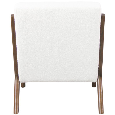 ZACK-Fauteuil en tissu Curly Ecru et bois teinté noyer