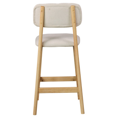 CLIFF-Tabouret de bar, Tissu SoftCellar Ecru et bois naturel (x2)