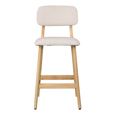 CLIFF-Tabouret de bar, Tissu SoftCellar Ecru et bois naturel (x2)
